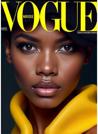 Couverture du magazine Vogue, mettant en vedette une photo de mode audacieuse et artistique.