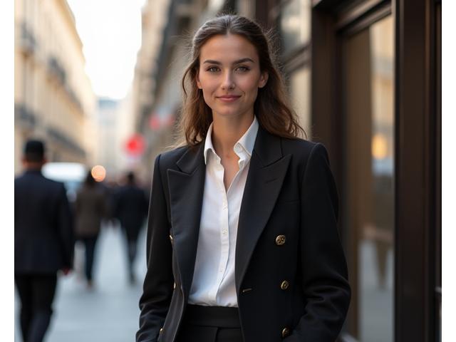 Photo après transformation stylistique, personne élégante et confiante